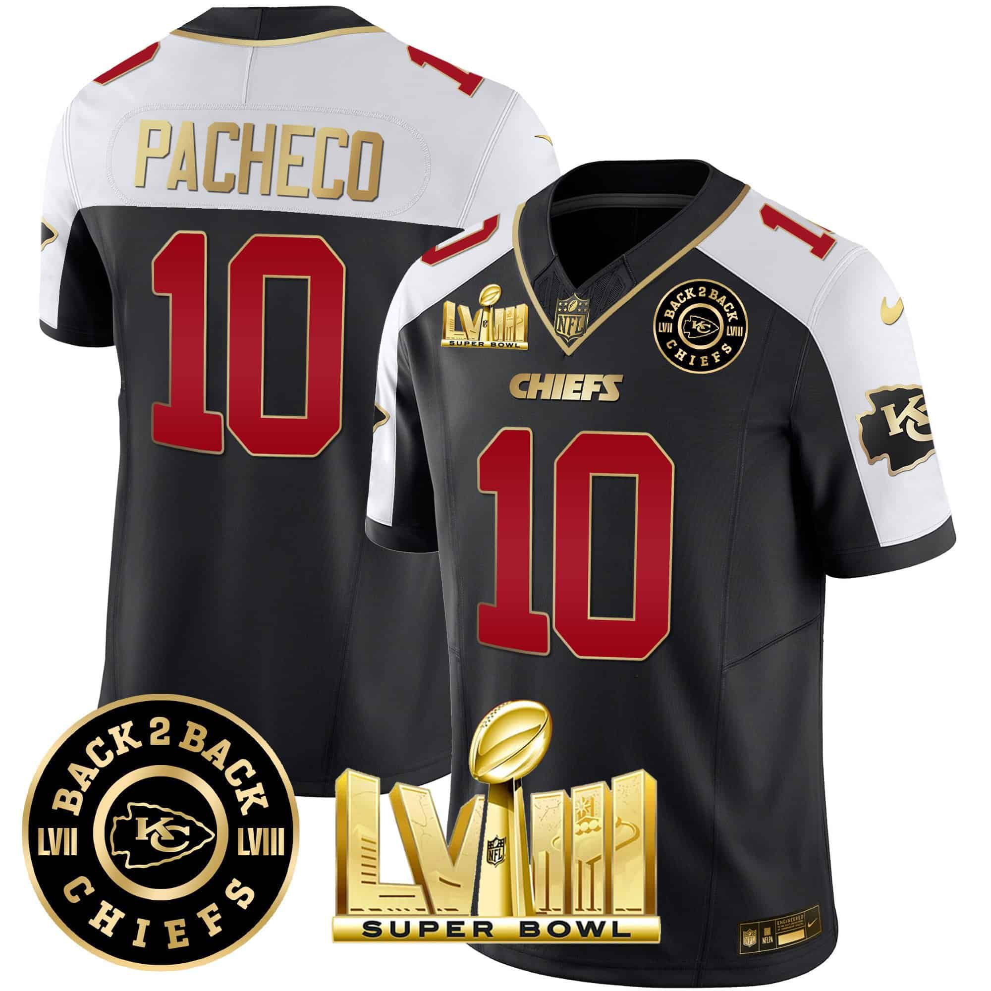 Men Kansas City Chiefs #10 Pacheco Black 2024 Nike Super Bowl LVIII & Back-2-Back Patch Vapor NFL Jersey->indianapolis colts->NFL Jersey